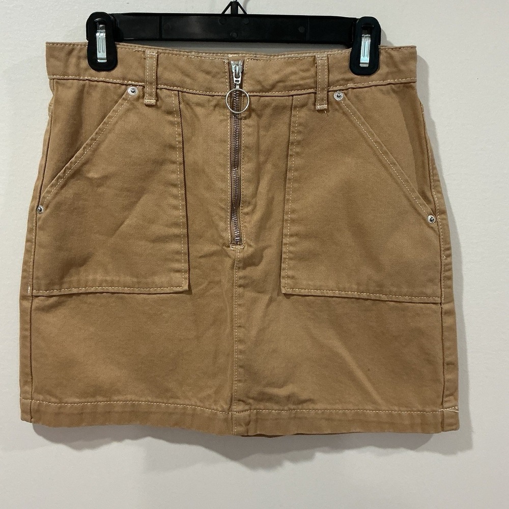 Topshop Utility Mini‎ Skirt Womens Size 8 Khaki 100% cotton Preppy 90s Y2K